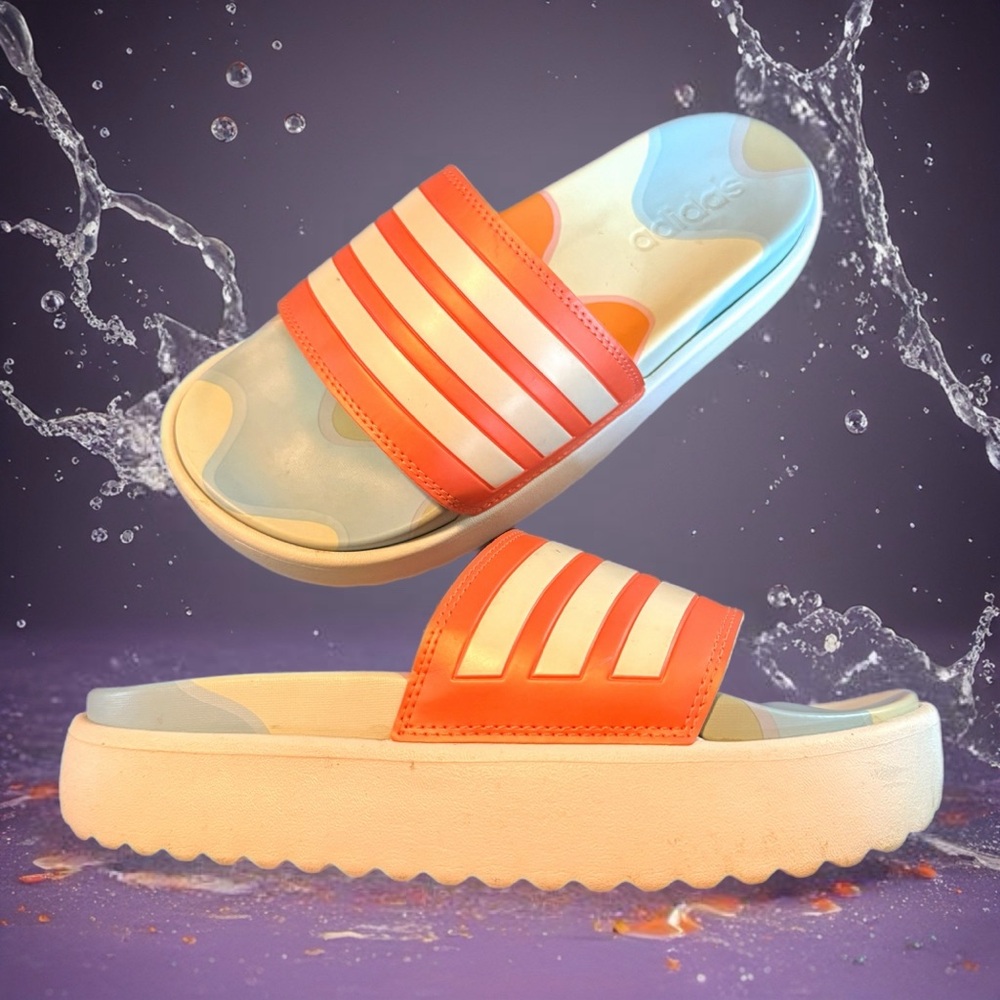 Women's Adidas X Marimekko Adilette Aqualette Comfort Platform Slide HP6730 SZ 8